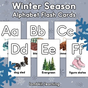 Winter Season Alphabet Flash Cards