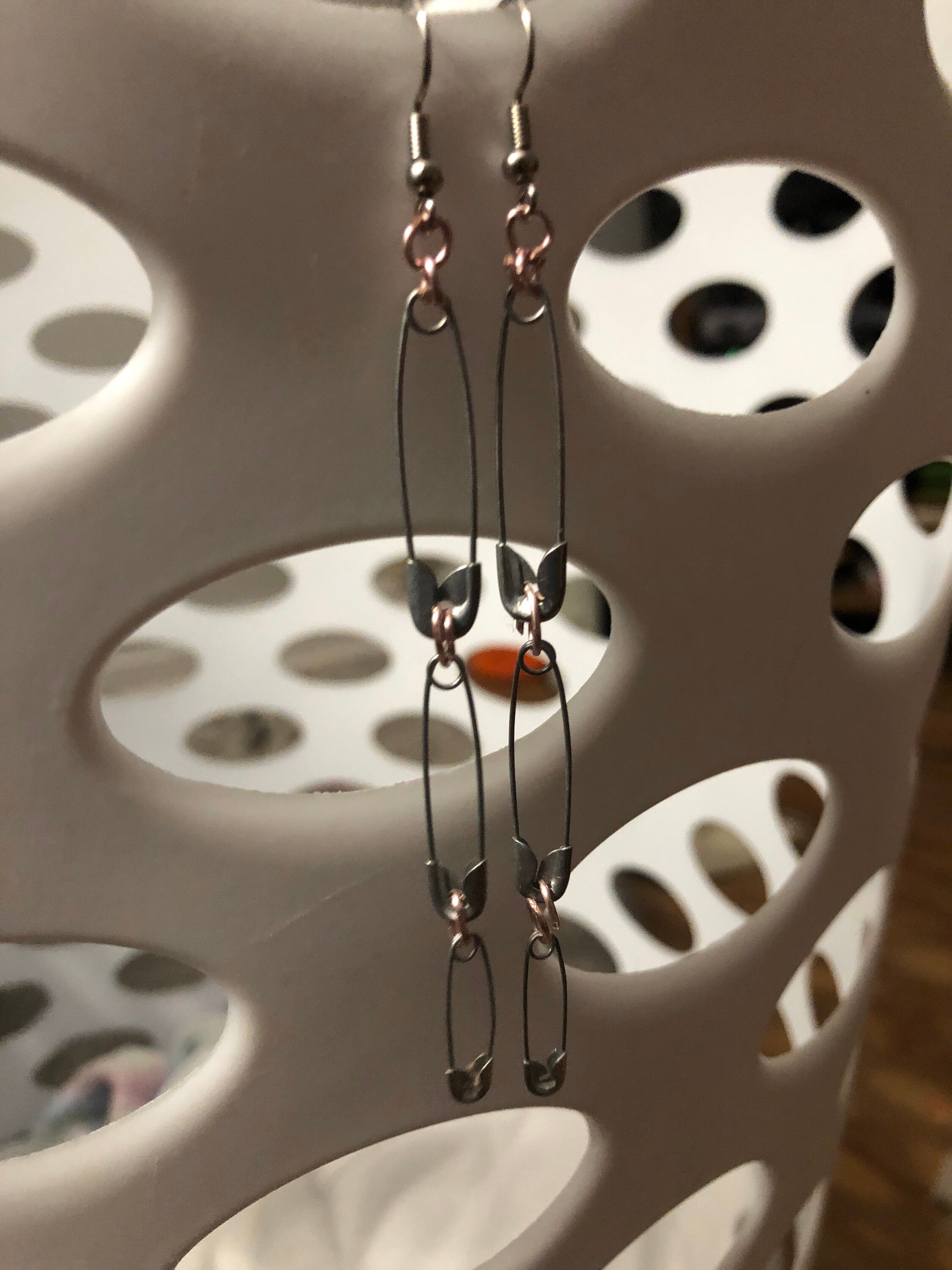 Goth safety pin dangle earrings Etsy