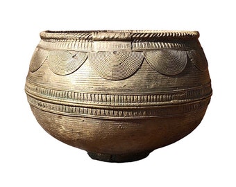 Vintage Brass Dhokra Rice Bowl / Pot - Tribal /Indian