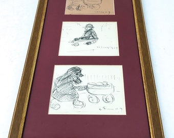 Framed & Glazed L. S Lowry Limited Edition Pram Sketches Print