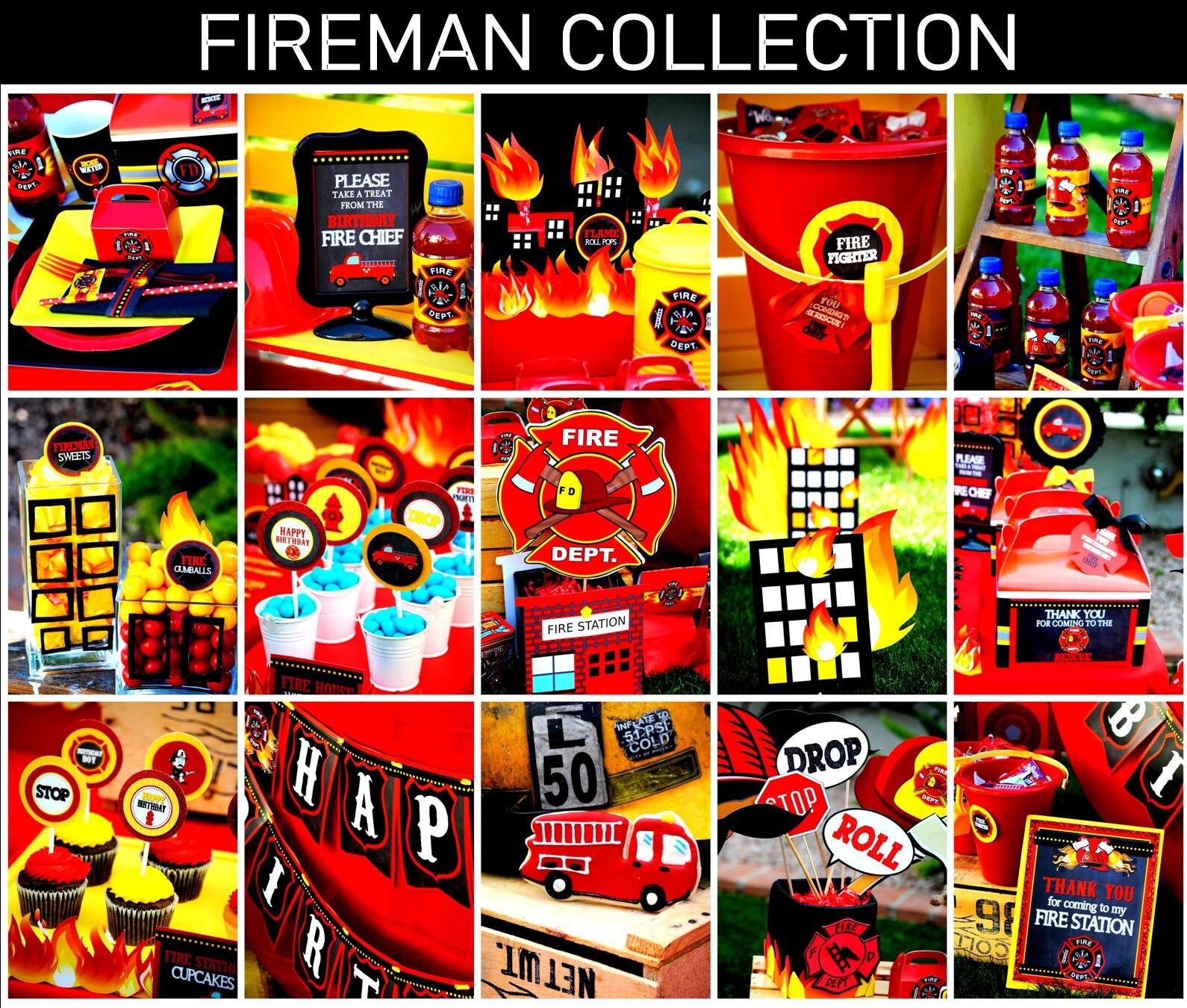 FIRE Fighter Party FIRE STATION Fireman Birthday Fire Etsy