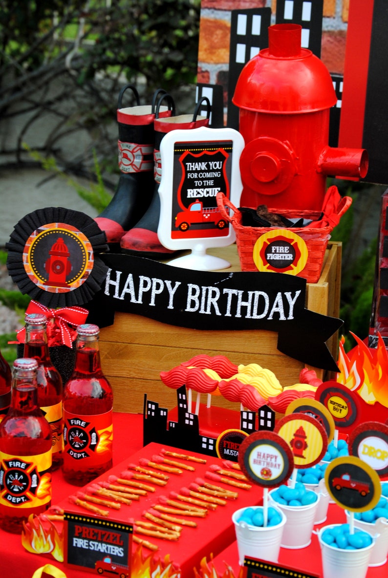 FIRE FIGHTER Party Fireman Birthday Fire Station Party Etsy Hong Kong