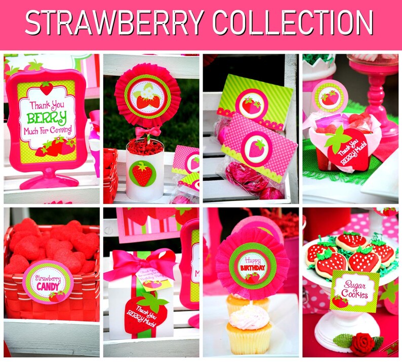 STRAWBERRY Birthday Party FAVOR BOX Labels Strawberry Etsy