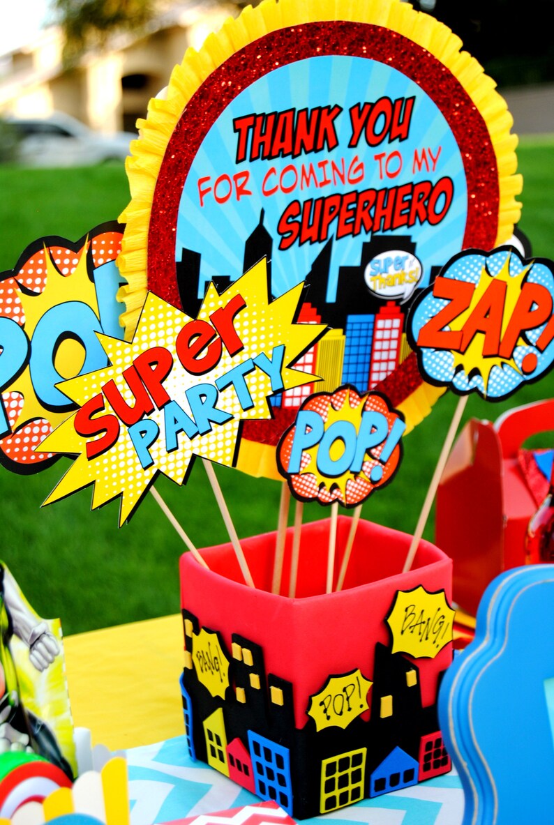 COMIC Party Comic BURSTS Super Birthday Super Birthday Party Super Hero Printables Superheroes ...