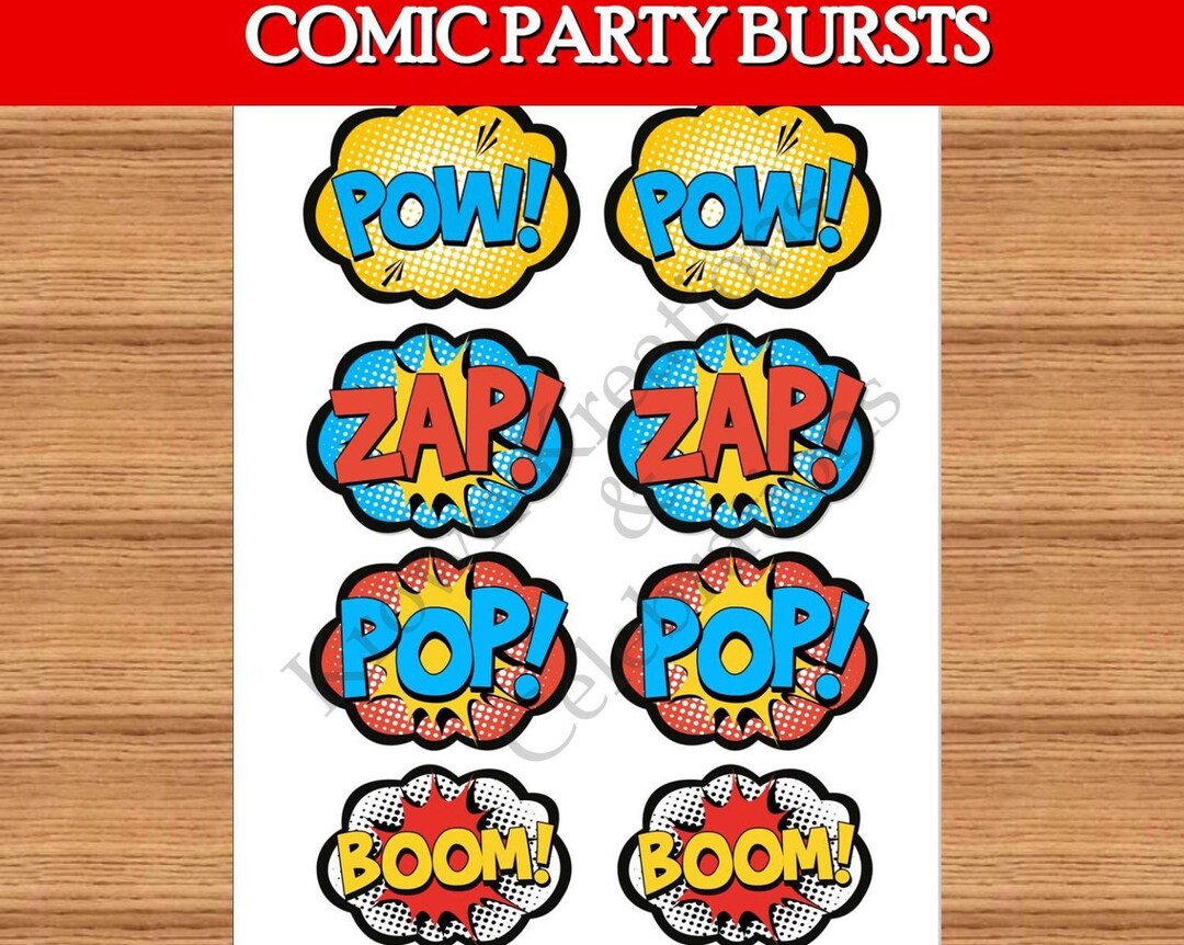 COMIC Party Comic BURSTS Super Birthday Super Birthday Party Super Hero Printables Superheroes ...