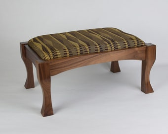 Ottoman -Footstool - Black Walnut -Traditional Style - Expertly handcrafted - Traditional wood joinery -  Choose fabric  top - Built to Last