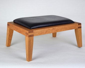 Ottoman -Footstool - Mid-century Modern - Cherry -Contemporary Style - Expertly handcrafted -  Choose fabric  top - Built to Last