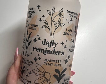 Glas mit täglichen Erinnerungen | Tägliche Affirmationen | Positive Energie | Perfektes Geschenk |