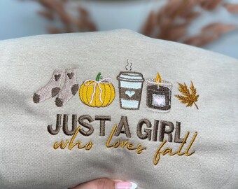 Just a girl crewneck | just a girl who loves fall crew | love fall crew | sweater weather | cozy crewneck |