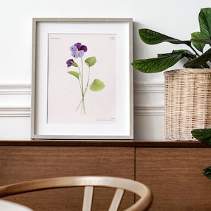 February Birth Month Flower Print, Violet Art Print, Boho Flower Art, Birth Flower, Violet Birth Month Flower