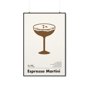 Espresso Martini Cocktail Print, Minimalist Wall Art, Home Bar Decor, Black and White Art Print image 9