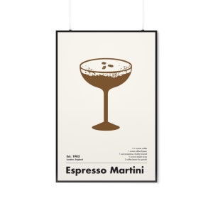 Espresso Martini Cocktail Print, Minimalist Wall Art, Home Bar Decor, Black and White Art Print image 10