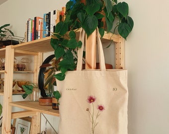Birth Month Flower Tote Bag
