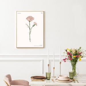 Januar Geburtsmonat Blumendruck, Nelke Art Print, Boho Blumenkunst, Geburtsblume, Nelke, Geburtsmonat Blumen Bedeutung