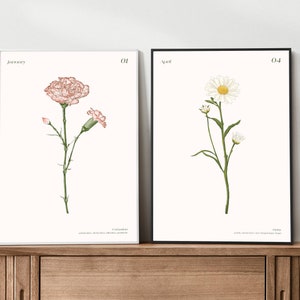 April Birth Month Flower Print, Daisy Art Print, Boho Flower Art, Birth Flower, Daisy Birth Month Flower