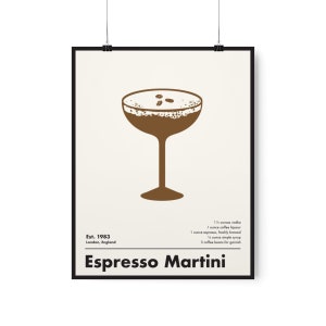 Espresso Martini Cocktail Print, Minimalist Wall Art, Home Bar Decor, Black and White Art Print image 6