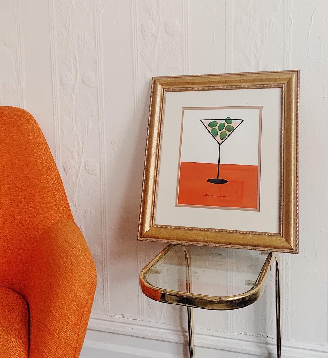 Extra Olives Dirty Martini, Hand Painted Martini Print, Cocktail Print