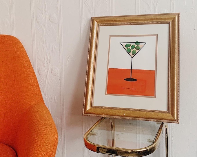 Extra Olives Dirty Martini, Hand Painted Martini Print, Cocktail Print, Martini Wall Decor