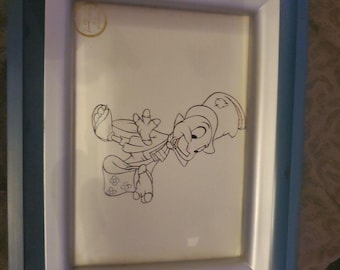 Walt Disney collectors society Jimmy Cricket Illustration Framed