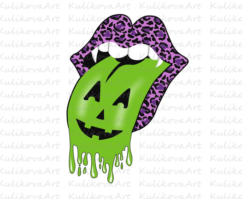 Halloween Tongue Cheetah PNG Print Sublimation Download Vampire lips Tongue Pumpkin PNG Rolling Stones Tongue Leopard vampire tongue