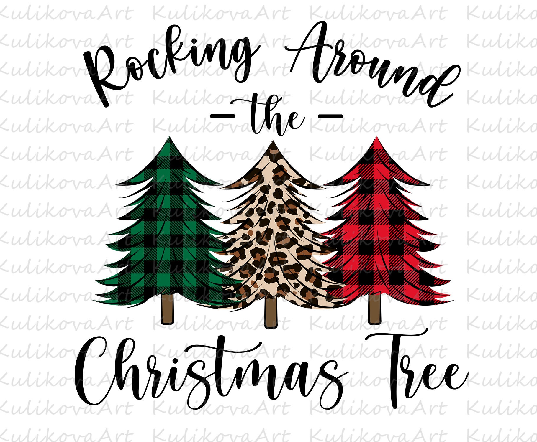 Sublimation Transfer-Rockin Around the Christmas Tree Buffalo Plaid Leopard
