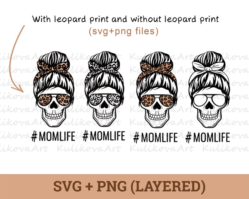 Download Mom life skull cheetah SVG PNG sublimation design download | Etsy