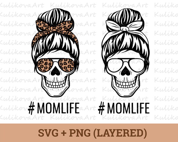 Mom life skull cheetah SVG PNG sublimation design download ...