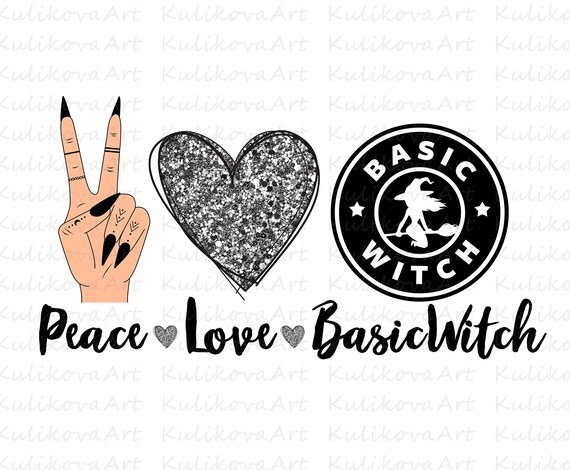 Peace love basic witch sublimation design PNG download Peace love witches sublimation download Peace love halloween Peace love witch png