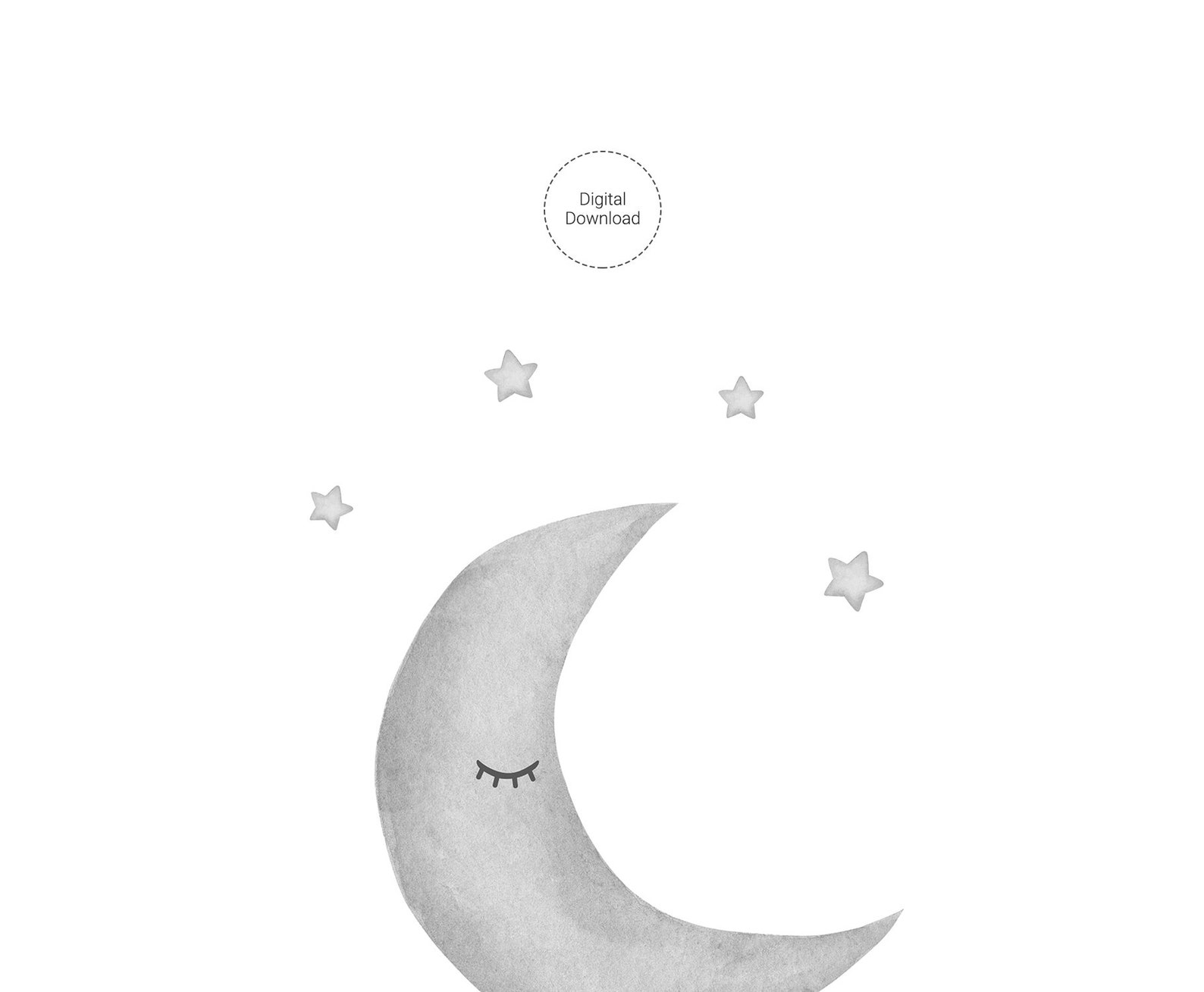 Moon and Stars Gray Nursery Wall Art Moon Stars Nursery Etsy