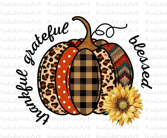 Fall Printable Design Digital Download Brown thankful grateful blessed PNG| Sublimation Design Hand Drawn Sublimation PNG
