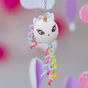 Pärlmönster Amigurumi Unicorn Loom Square Stitch Pärlnyckelring 3D-pärlmönster handledning digital nedladdning pdf-fil direkt + video