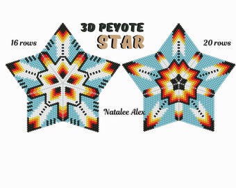 3D Peyote Star Beading Pattern Native American style Romb hexagonal PDF 2 pattern Christmas decor Full tutorial for beginners