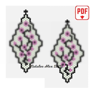 Brick Stitch earrings pattern Rhombus Ladder stitch Unique beaded earrings cool diy earrings dangle Digital pdf file instant #005