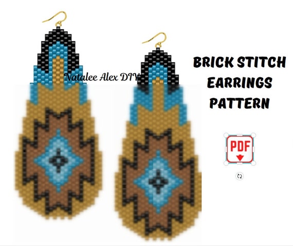 Brick Stitch Earrings Pattern Teardrop Native American Style Seed