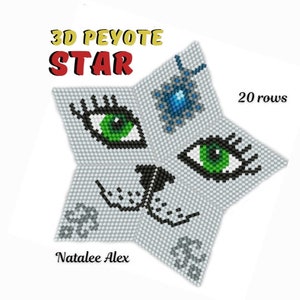 3D Peyote Star Beading Pattern Cute Muzzle + Full tutorial for beginners PDF
