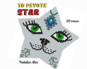 3D Peyote Star Beading Pattern Cute Muzzle + Full tutorial for beginners PDF