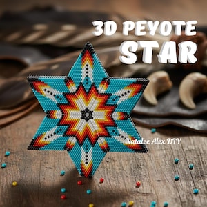 Motif étoile peyotl 3D style amérindien Motif PDF hexagonal en forme de losange Décoration de Noël Tutoriel complet pour débutants
