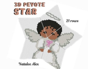 3D Peyote Star Beading Pattern Cute Angel + Full tutorial for beginners PDF