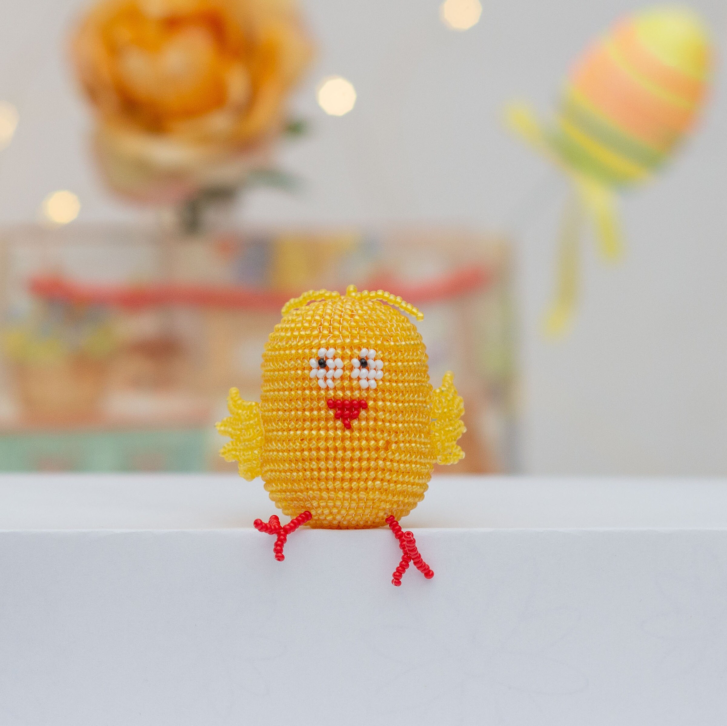 Amigurumi Pattern Cute Chicken Beaded Keychain Loom Square - Etsy UK
