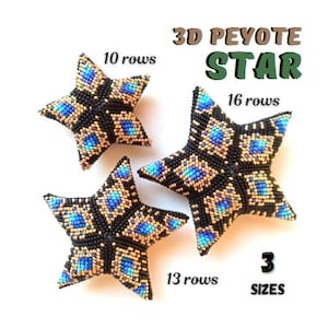3D Peyote Star Beading Pattern PDF Trio Diamond Pattern Christmas decor Full tutorial for beginners