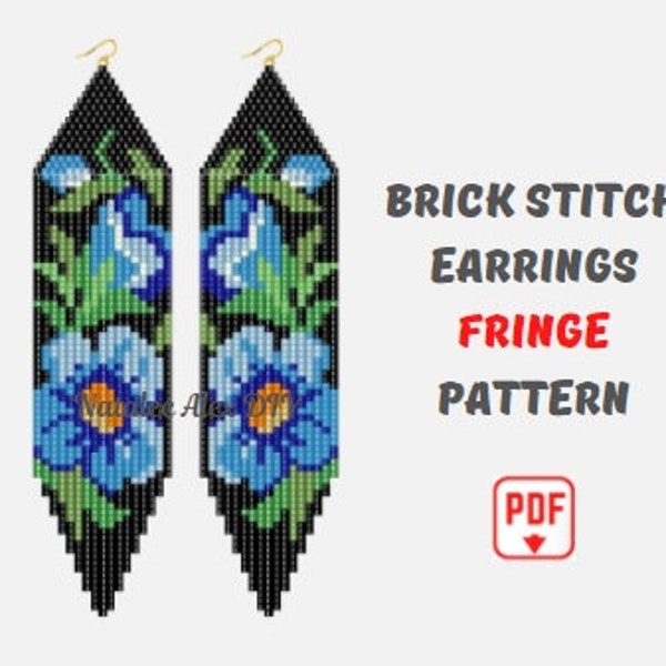 Brick stitch earrings fringe pattern Digital file PDF