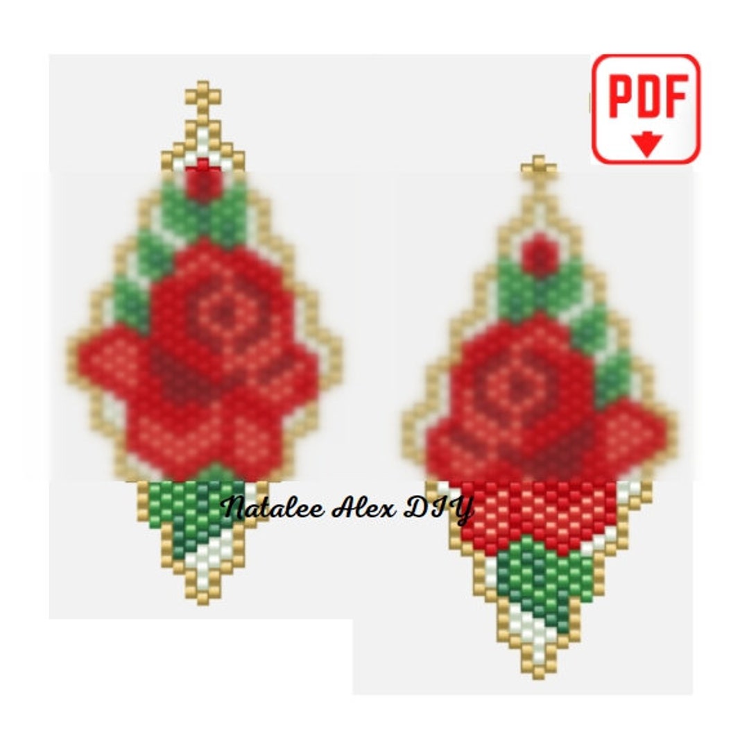 Brick Stitch Earrings Pattern Rhombus Ladder Stitch Unique Earrings ...