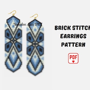 Brick Stitch earrings pattern beaded earrings pattern Fringe Miyuki Delica seed beads Brick stitch pattern