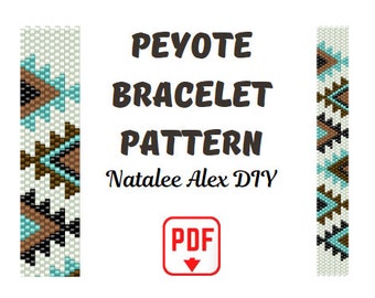 Peyote Pattern Bracelet Native American Style Indian Ethnic Seed Bead Ladder stitch Cuff Bookmark Miyuki Delica digital pdf