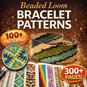 Más de 100 patrones de pulseras y brazaletes con telar de cuentas de semillas, gráficos de punto ladrillo (descarga en PDF)