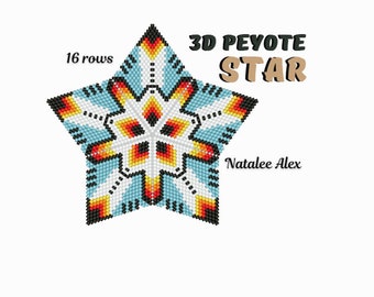 3D Peyote Star Beading Pattern Native American style Indian Romb PDF pattern Christmas decor Full tutorial for beginners