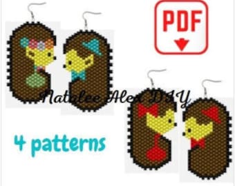 Brick Stitch earrings pattern peyot earrings Hedgehogs cross miyuki diy dangle Digital pdf