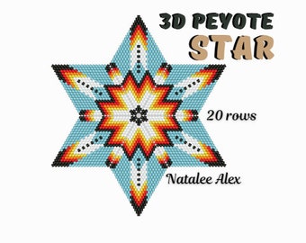 3D Peyote Star Beading Pattern Native American style Romb hexagonal PDF pattern Christmas decor Full tutorial for beginners