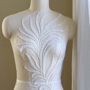 2277 Elfenbein PERLENBLATT Spitzen Applikation für Einzigartige Brautkleider, Hochzeitskleider, Brautschleier, Tanzkostüme, Brautcape