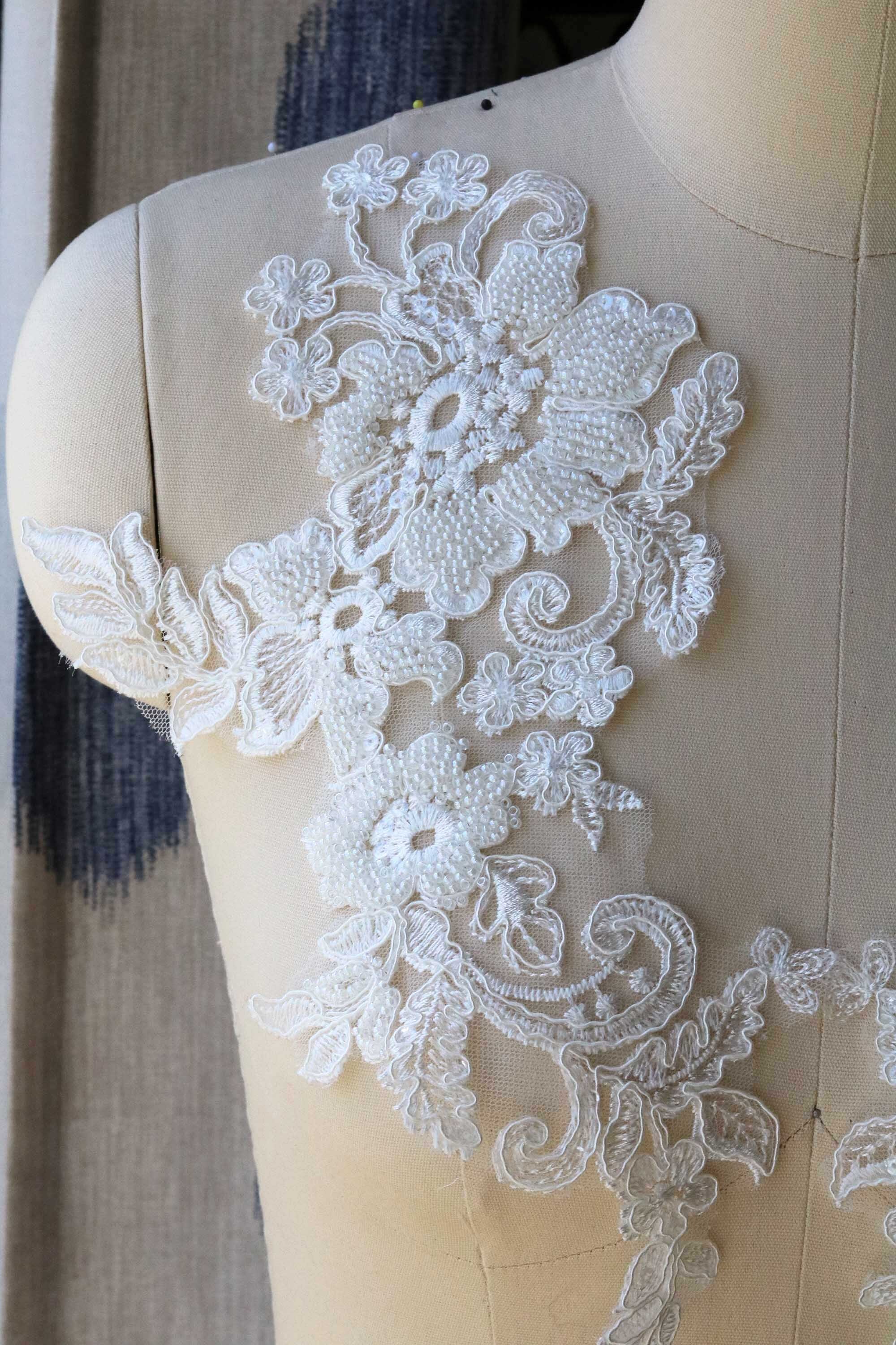 Rebecca Beaded Lace  Appliqués with Keyhole Neckline - Mori Lee #60058